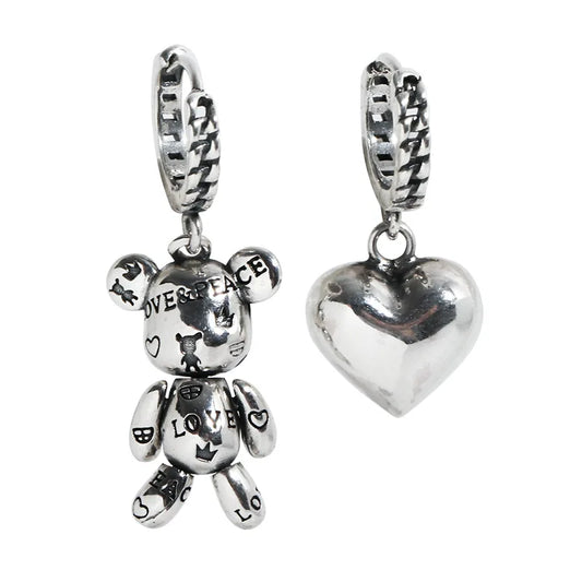 silver teddy bear earrings, product image, front view