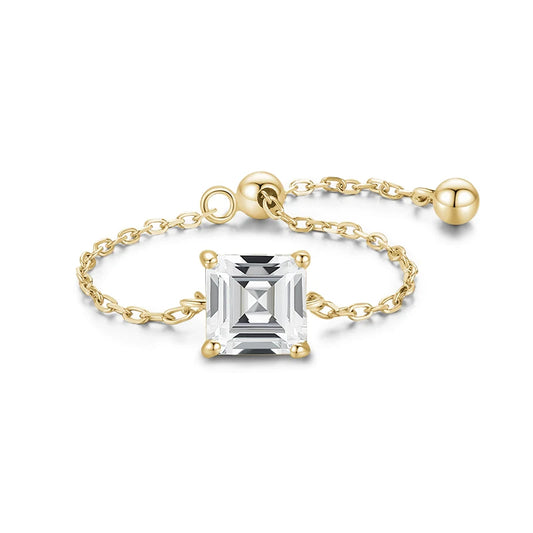 square gold chain ring, product image, front view