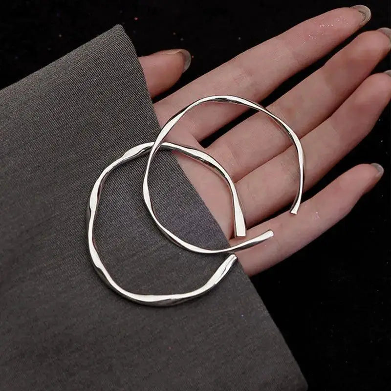 2 Minimalist Silver Bracelets | Front View