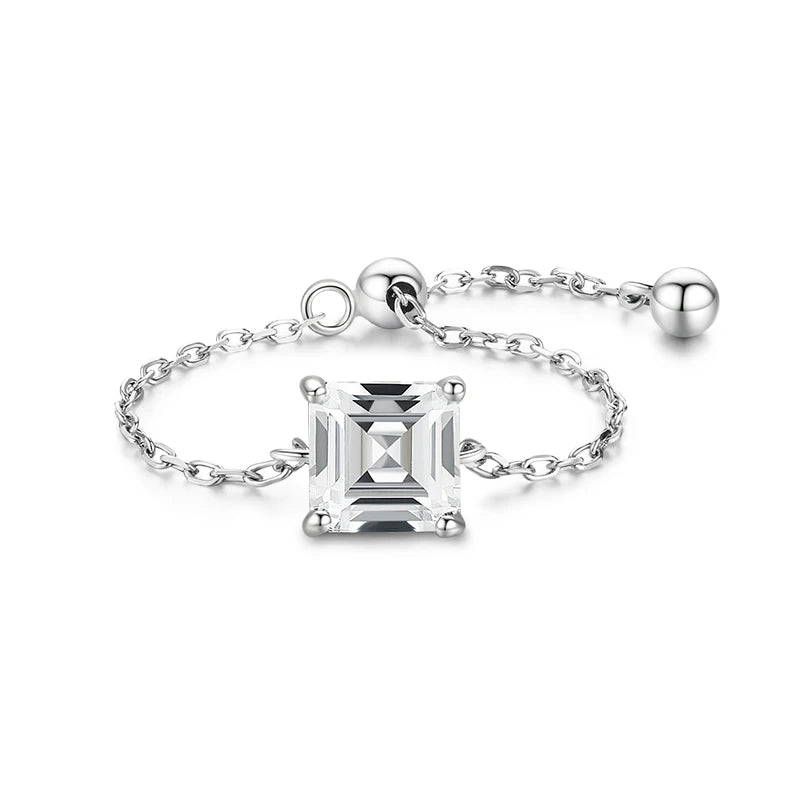 square silver chain ring, product image, front view