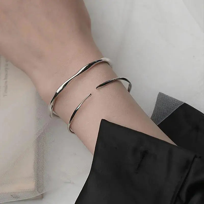 2 Minimalist Silver Bracelets | On Hand