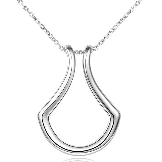 silver ring holder necklace, product image, front view