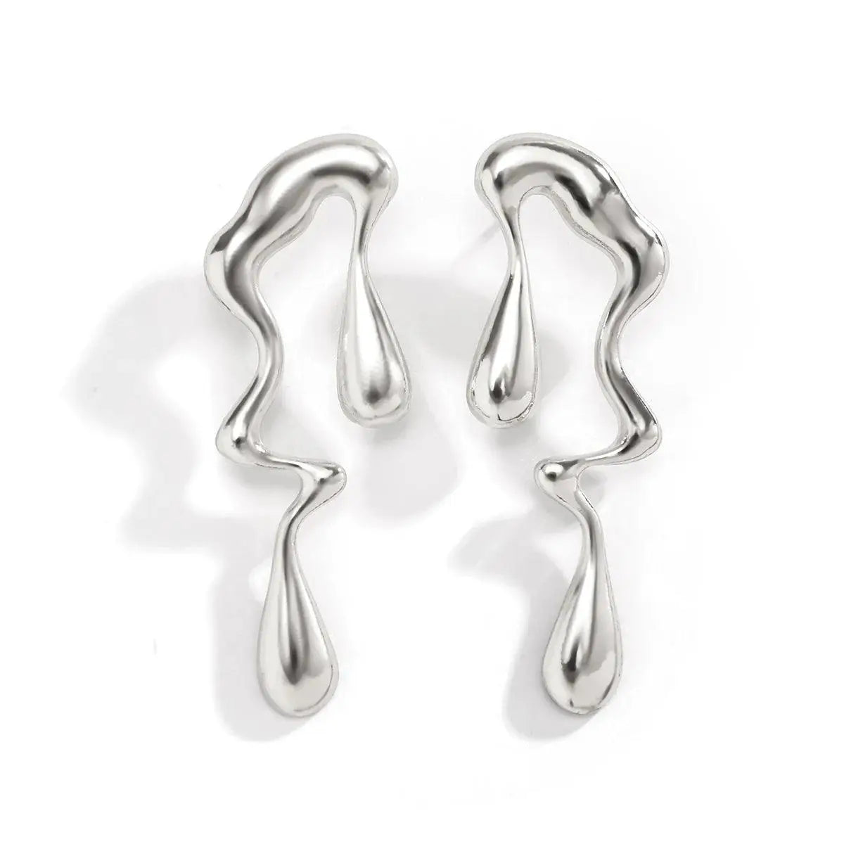 Silver Dripped Earrings | Front View