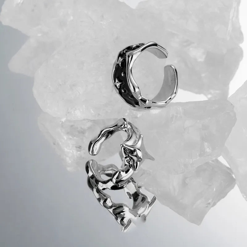 silver north star & milky way ring, product image, front view 