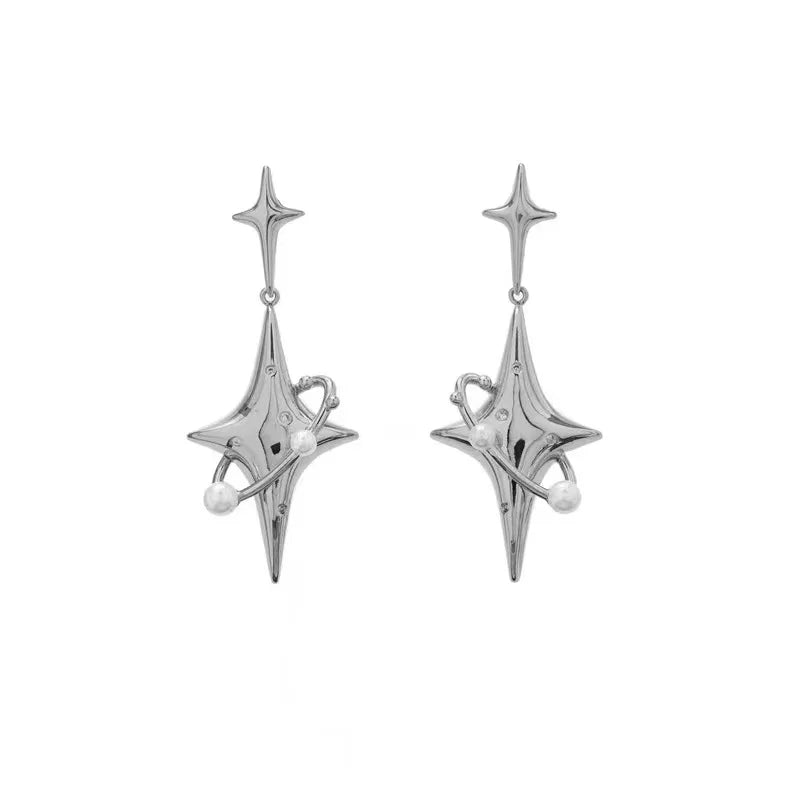 silver nova earrings, product image, front view