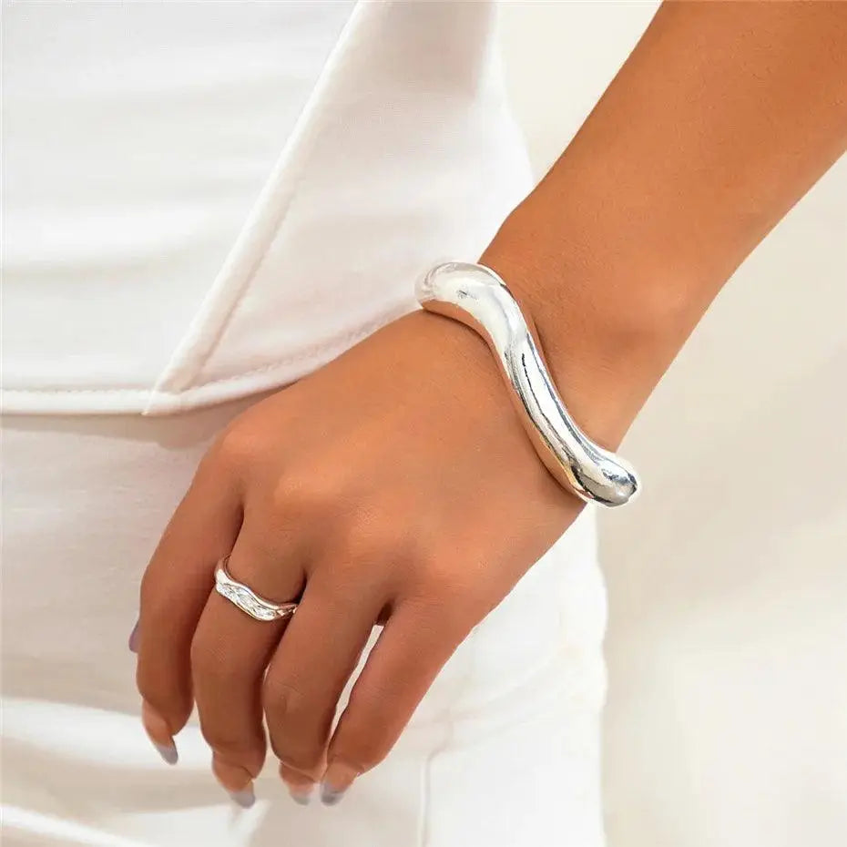 Silver Torque Bangle | On Hand