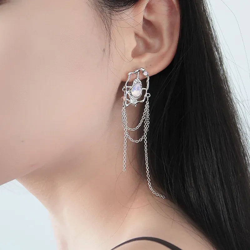 portal earrings, in ear, side view