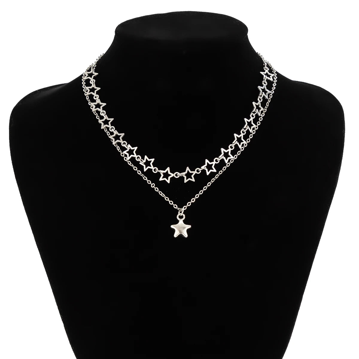 silver starlight necklace, product image, front view