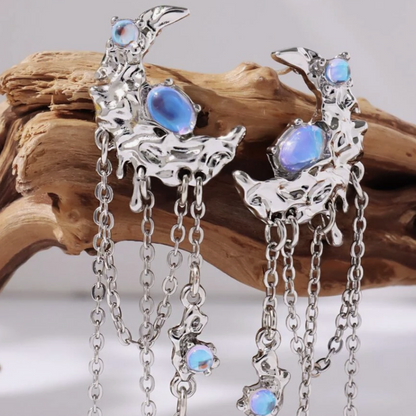 molten moon earrings, product image, front view