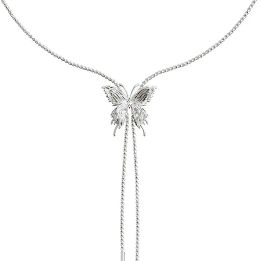 silver butterfly necklace, armband, waist chain, product image, front view