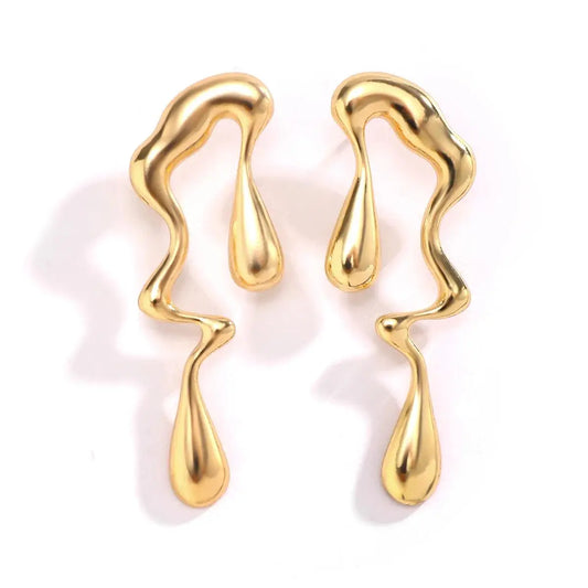 Gold Dripped Earrings | Front View