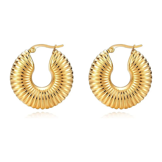 gold chunky hoop earrings samba, product image, front view 