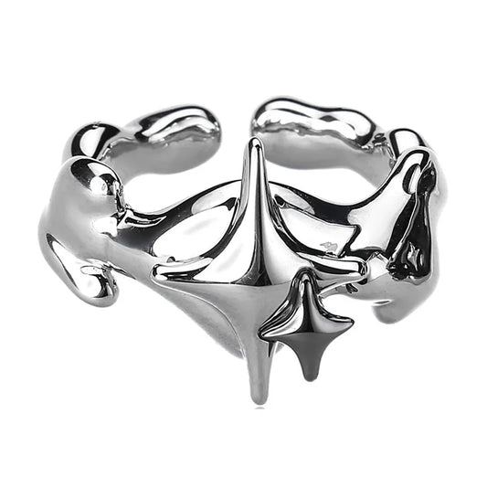 silver north star ring, product image, front view