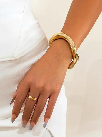 Gold Torque Bangle | On Hand